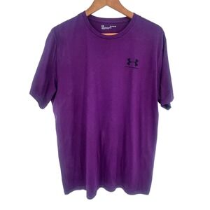 Under Armour T-Shirt Mens XL Purple Loose Fit Short Sleeve Athletic Logo Tee